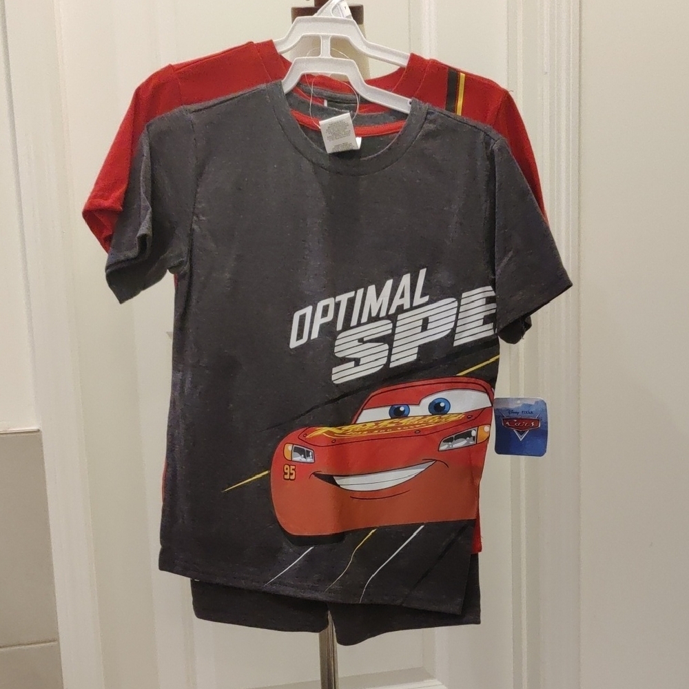 NewDisney Boys' Lightning McQueen Cars Short Sleeve T-shirt And Shorts 3 PCs Set